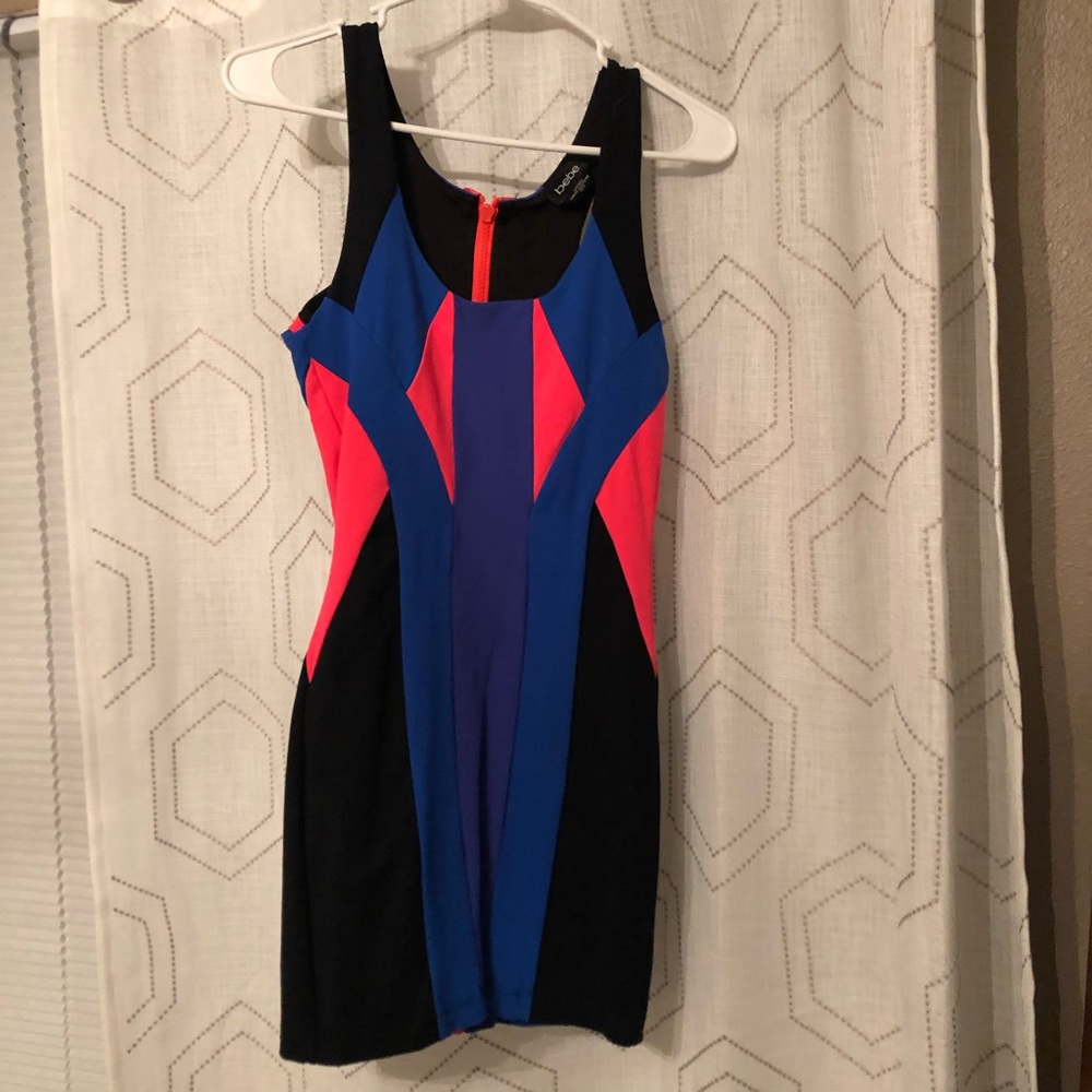 Bright body con mini Bebe dress